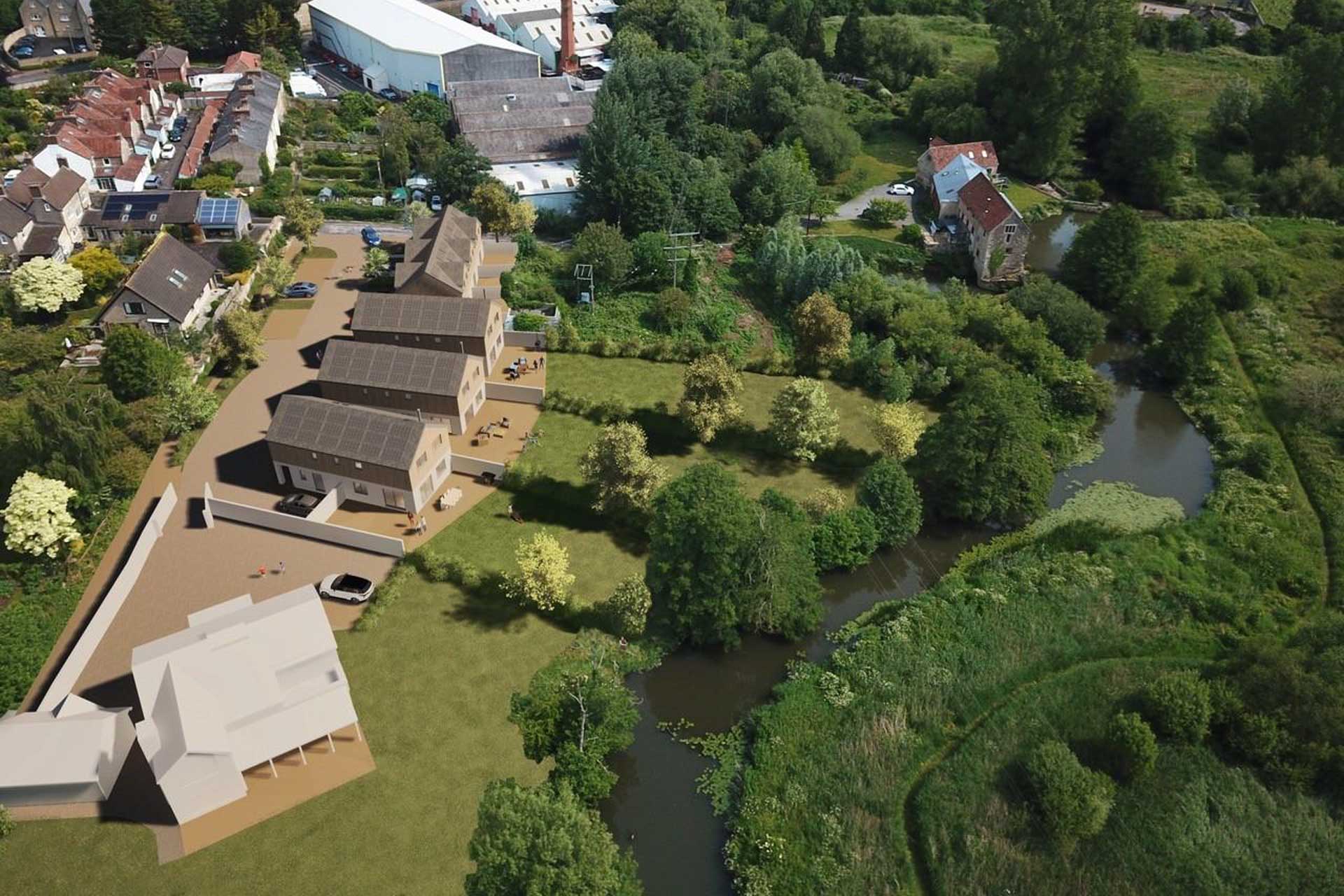River Sidings The Retreat site aerial view