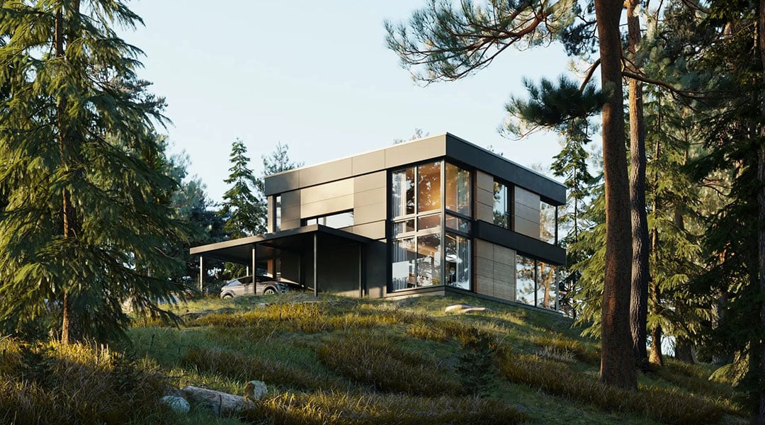 Custom build home in wooded area